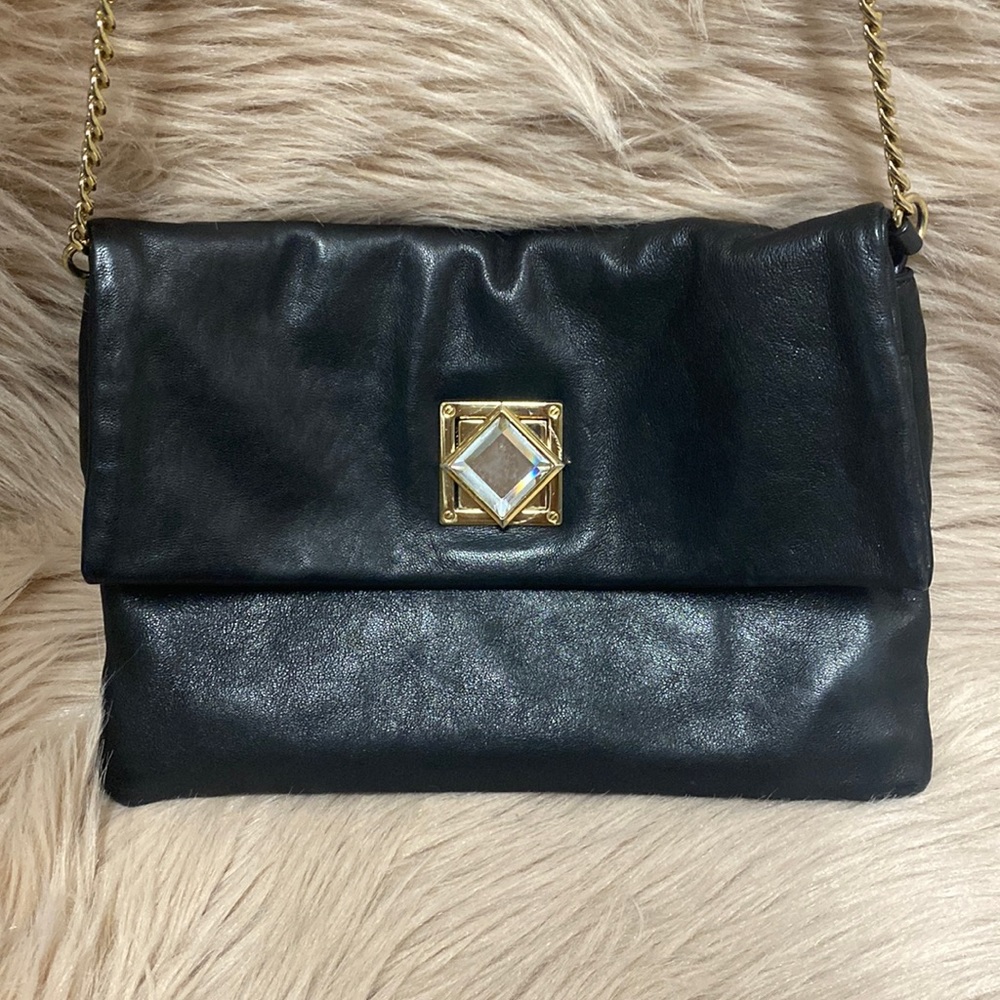 MICHAEL KORS black leather shoulder bag